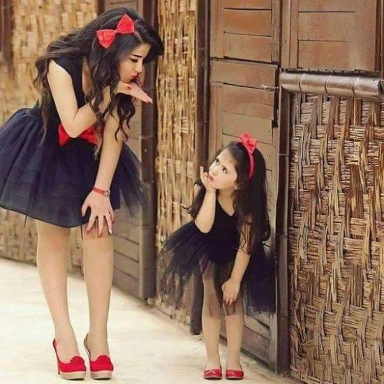 اجمل فساتين نسائية مع بناتهم الصغار 2018